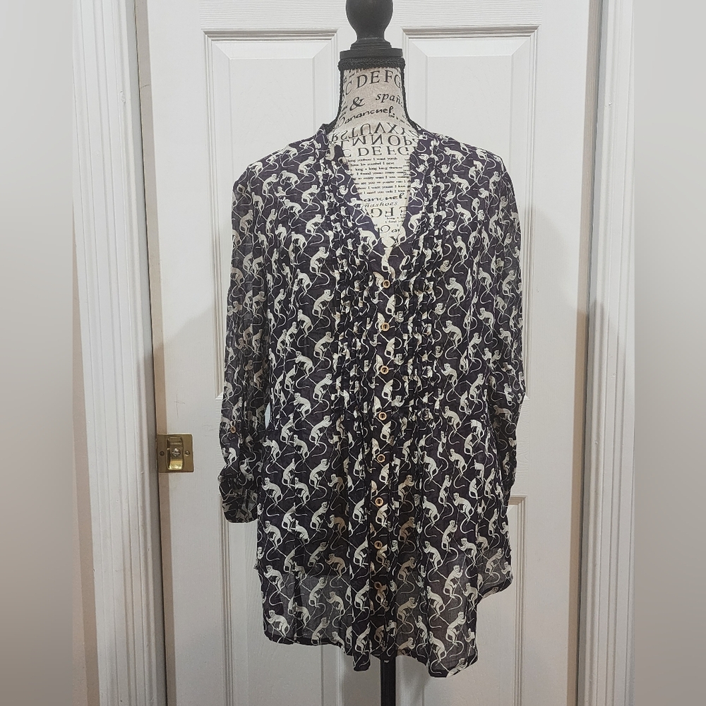 Maeve Black and White Floral Blouse - Picture 5 of 9